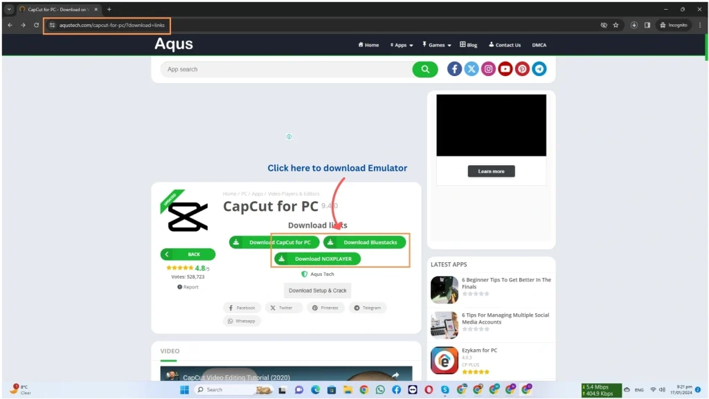 Download CapCut for PC using Emulator
