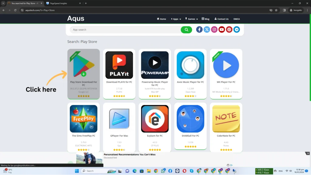 Click Play Store for PC from aqustech.com